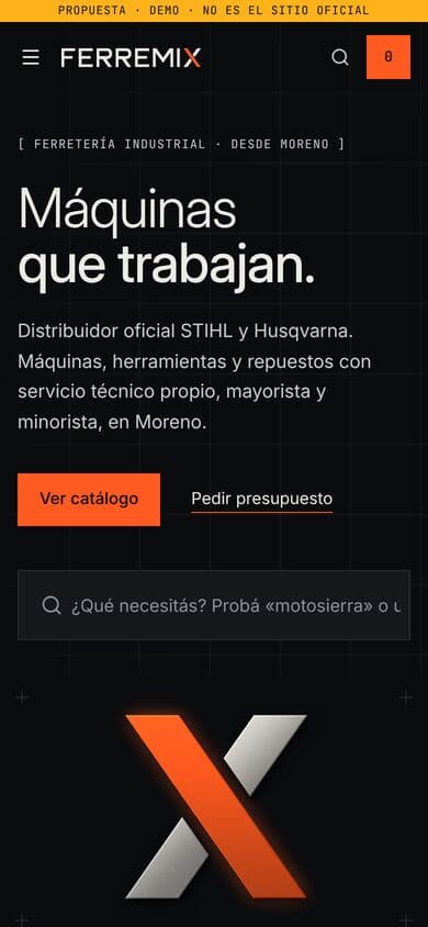 La propuesta de rediseño para Ferremix en un celular