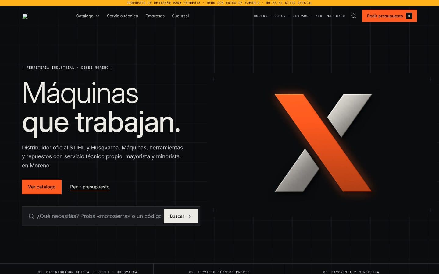 La propuesta de rediseño para Ferremix en una pantalla de escritorio
